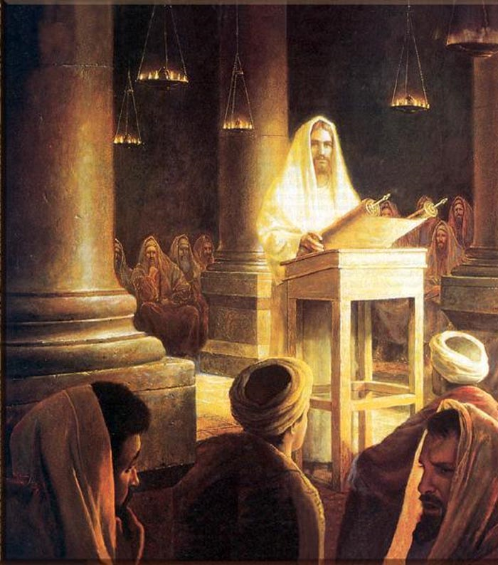 Jesus preaches in the synagoge 