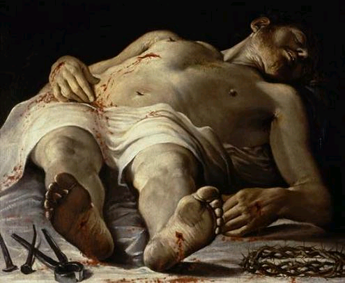The Dead Christ (
Annibale Carracci, 16e eeuw, 
Staatsgalerie Stuttgart)