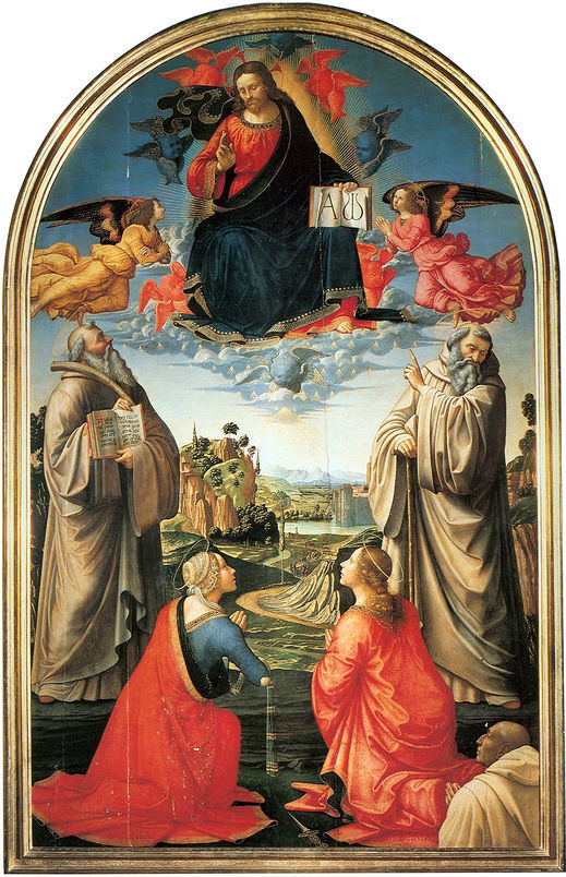 Christ in Heaven with Four Saints and a Donor (Domenico Ghirlandaio, 1492, Pinacoteca Comunale, Volterra)