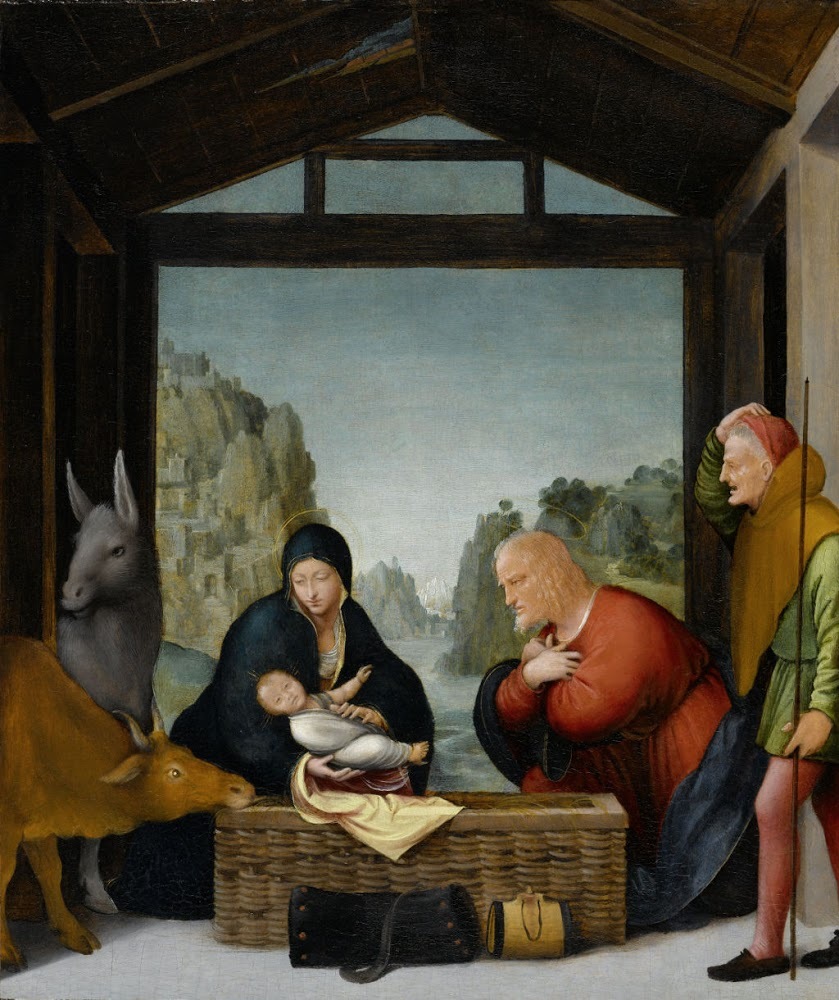 De aanbidding der herders (omgeving van Bartolommeo Suardi, 1500 - 1535, Rijksmuseum, Amsterdam)