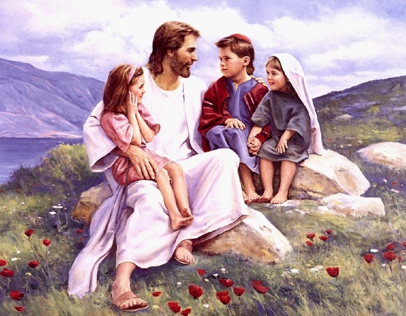 Jesus with three children 