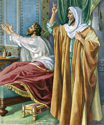 Koning Hizkia bidt 