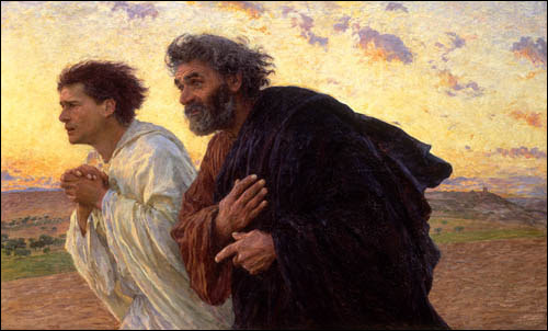 Les Disciples Pierre et Jean courant au sépulcre le matin de la Résurrection (Eugene Burnand, 1898, Musée d'Orsay, Paris)