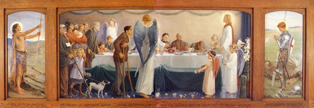 Parable of the Great Banquet (Cicely Mary Barker, 1934, St Georges Church, Waddon, © Cicely Mary Parker)