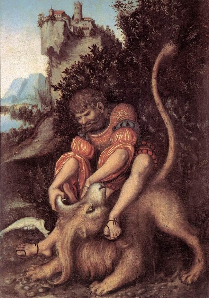 Samson's Fight with the Lion (Lucas Cranach d. Ä., between 1520 and 1525, Schloss Weimar)