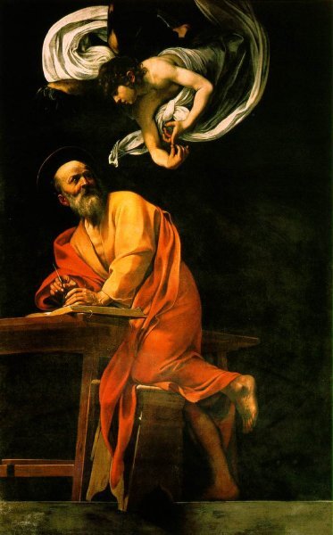 St Matthew and the Angel (Caravaggio, 1602,  San Luigi dei Francesi, Rome)