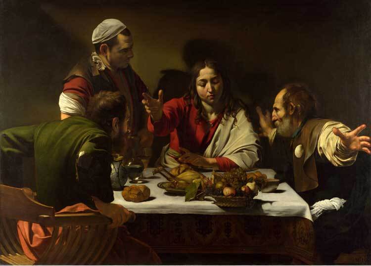 Supper at Emmaus (Caravaggio, 1601,  National Gallery, London)