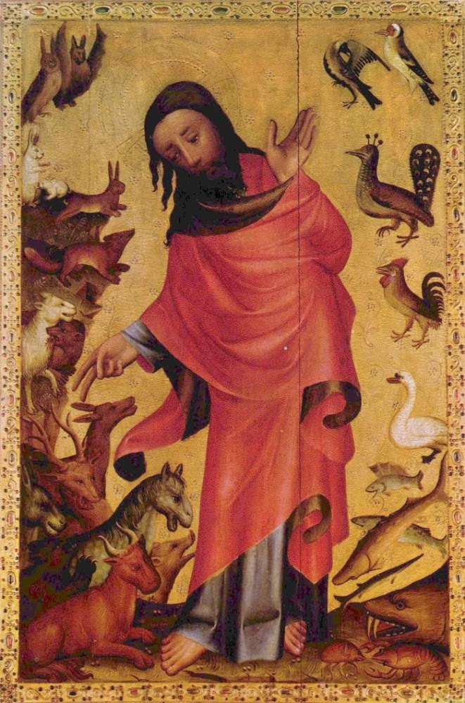 The creation of the animals (Bertram of Minden, 1383,  Kunsthalle, Hamburg)