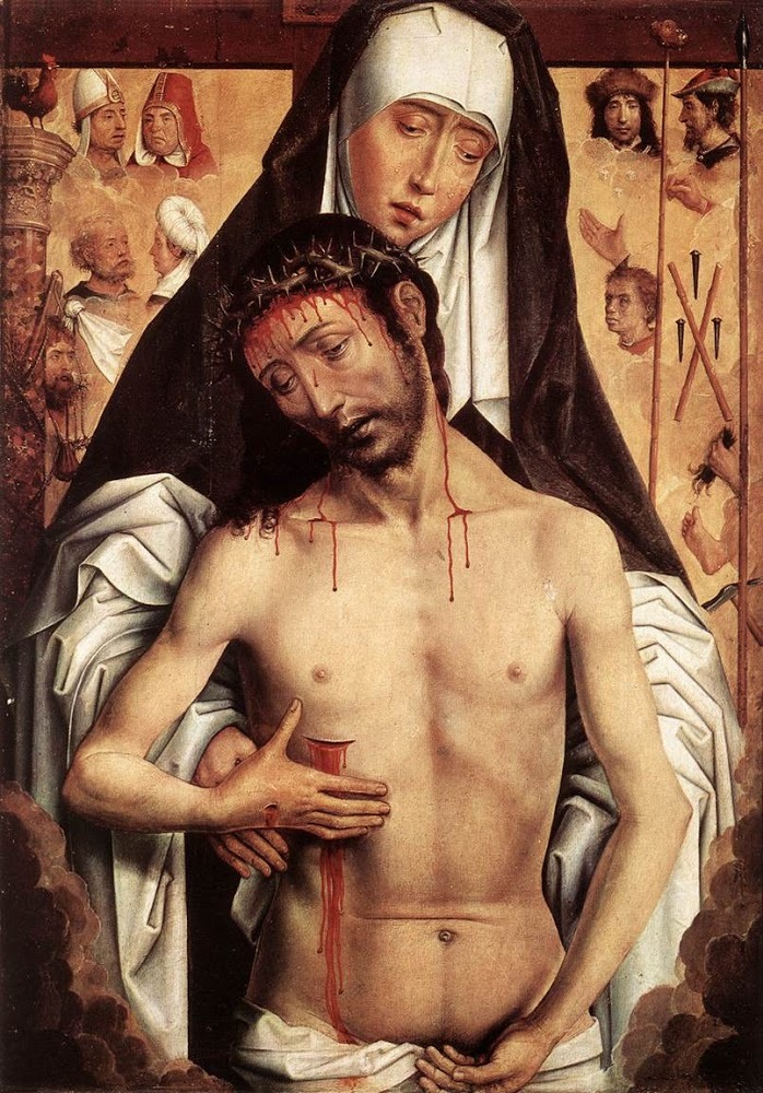The Man of Sorrows in the Arms of the Virgin (Hans Memling, 1475, Capilla Real, Granada, Spain)
