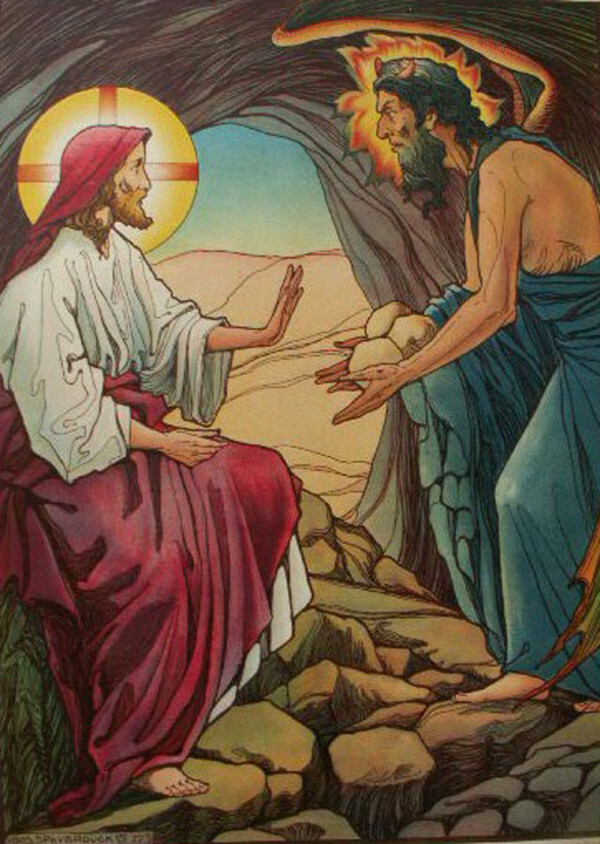 The Temptation of Christ (The First Sunday of Lent from Liturgical Calendar poster series) (Jos Speybrouck)